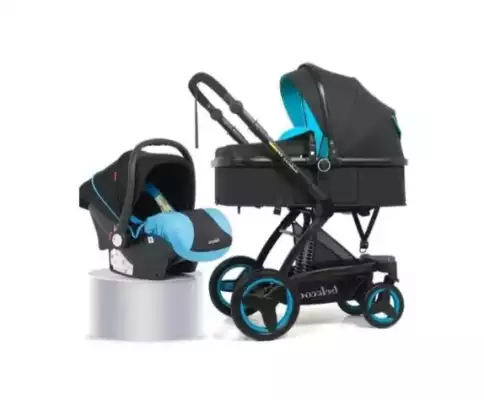 Коляска универсальная 3 в 1 Belecoo X6, черно-голубой